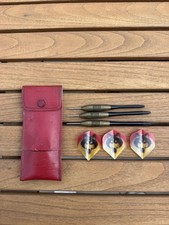 Vintage 3 Brass Darts with Barrel and Fox Flights Unicorn or Accudart
