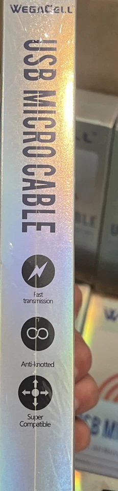 New 5ft WegaCell USB Micro Cable, Fast Charge, Anti Knotted, Each Sold Separate - Image 3 of 3