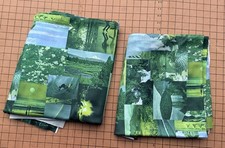 Vtg Fabric Photorealism Outdoors Waterscapes Polyester Double Knit 4.5yd 2 Pc