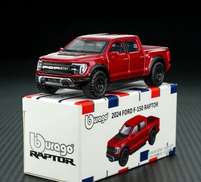 ED Bburago 1:64 Red 2024 F150 Raptor Pickup Truck Model Diecast Collect Car
