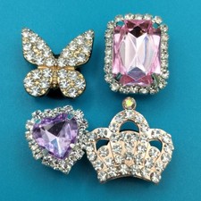 Shoe Charms New Lot of 4 Shiny Bling Crown Jewels Butterfly Heart