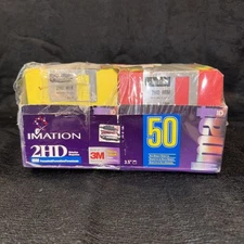 New 43 Count Imation 2HD IBM 3.5" High Density Diskettes  1998 USA Rainbow Flop