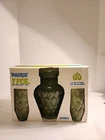 Vintage Anchor Hocking Madrid Avocado Green Tumbler Glasses Set Of 6 And Pitcher