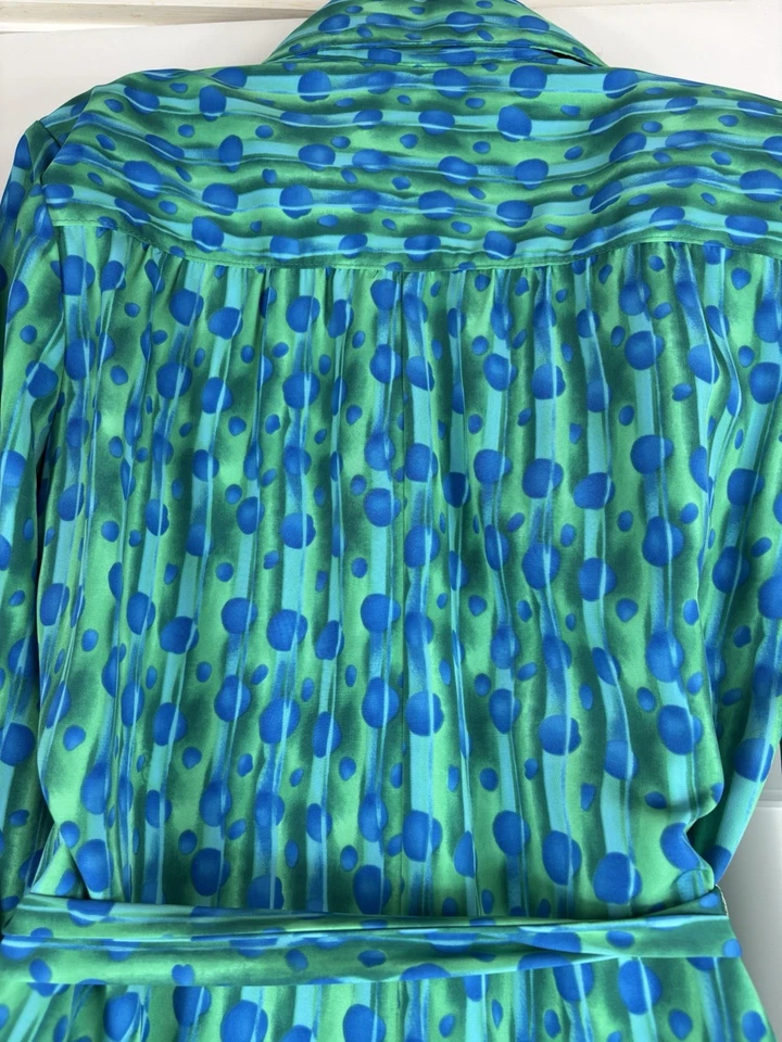 Vestido De Colección Retro Moderno LA Chemise 4 6 Petite Verde Azul Camisa Modcore Foto 4 de 4