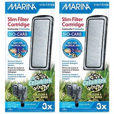 6 Pack Marina Slim Filter Carbon Plus Ceramic Cartridge Reduces Fish Stress