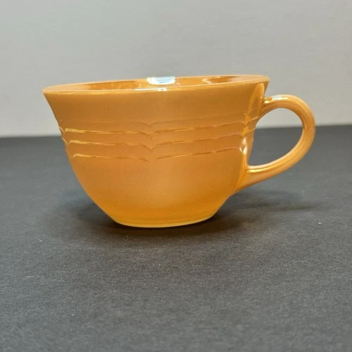 Vintage Fire King Peach Lusterware Three Band Pattern Tea Coffee Cup H17