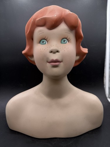 Vintage mannequin bust young girl red head 13 1/4" x 11 1/2" store display