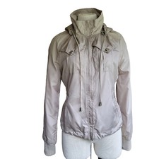 Therapy Women's Juniors L Hooded Jacket Beige Zip Drawstring Pockets Large Lined