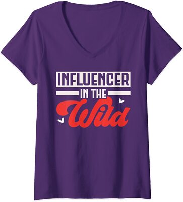 Influencer In The Wild Content Creator Social Media Ladies' V-Neck Tshirt