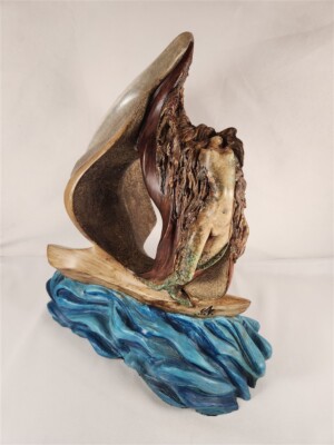 Javier Arenas ''Mermaid in the Ocean'' Sculpture 2003 ~ 16'' Tall x 13'' Wide