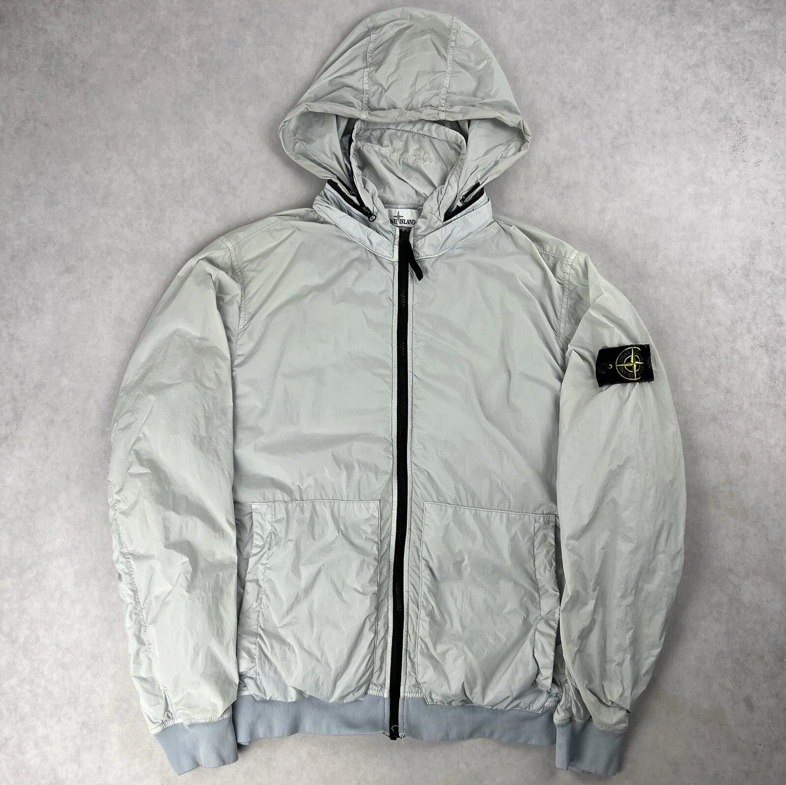 Stone Island Crinkle Reps NY Giacca Cappotto Grande Blu Ghiaccio 3525