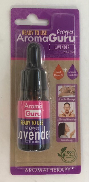 AromaGuru Dropper LAVENDER Armoatherapy .27 fl oz. 100% Pure & Natural Essential