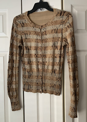 Sweater, Gold/ Light Brown with Golden Thread, Animal Pattern, Small