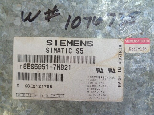 Siemens 6ES5-951-7NB21 Simatic S5 Power Supply - Used - Picture 4 of 7