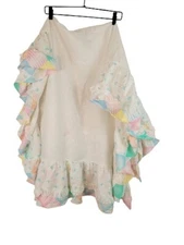 Vintage Red Calliope Baby Crib Dust Ruffle Hearts Patches (READ DESCRIPTION)