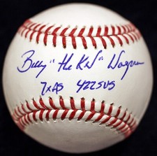 BILLY WAGNER THE KID + 7 X AS + 422 SAVES INSC SIGNED AUTO STAT BASEBALL JSA COA