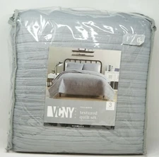 VCNY Home Clifton 3-Pc. Textured Quilt Set - FULL / QUEEN - Grey