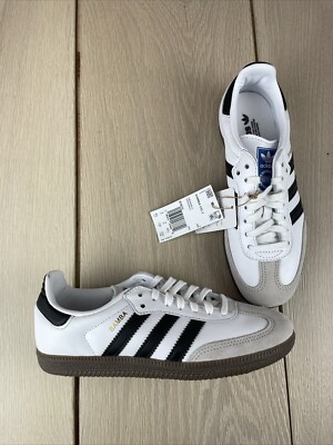 Adidas Samba OG Herren Originals Schuhe Turnschuhe Uk Größe 4 Weiß Schwarz