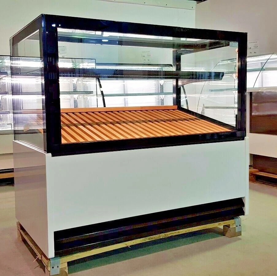 CAKE DISPLAY CABINET SQUARE GLASS MODERN LOOK BAGEL BREAD DISPLAY