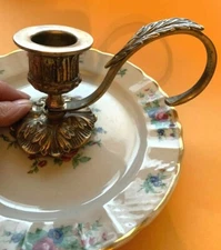  Solid Brass Candle FITTING: transform fine china into a candle holder w/handle!