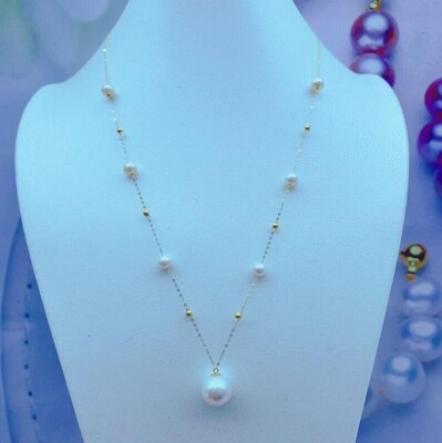 Akoya Pearl Necklace 14 Karat White Gold Certified For Sale at