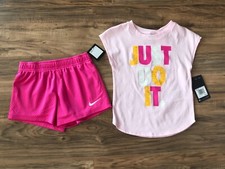 Nike girl T-shirt/ shorts set size 6 NEW  38 Laser Fushia