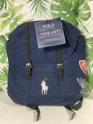NWT Ralph Lauren Fragrances Fabric Backpack Navy Blue