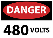 Danger 480 Volts  Laminated Vinyl Decal Sticker Label