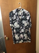 Vtg Paradise Found Men's Shirt Size L All Over Print Hawaiian Black New With Tag