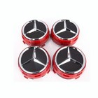 MERCEDES 0004000900 RAISED Red BLACK CENTER CAP W/ CHROME STAR OEM 4 SET