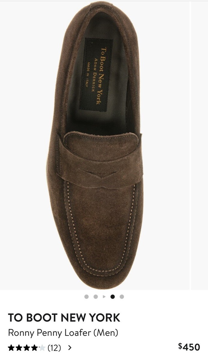 TO BOOT NEW YORK “RONNY” Brown Suede Penny Loafers Size 11.5  display picture 1