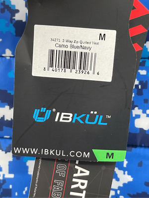 IBKUL Puffer Golf Vest Blue Camouflage Women Medium Blue Black