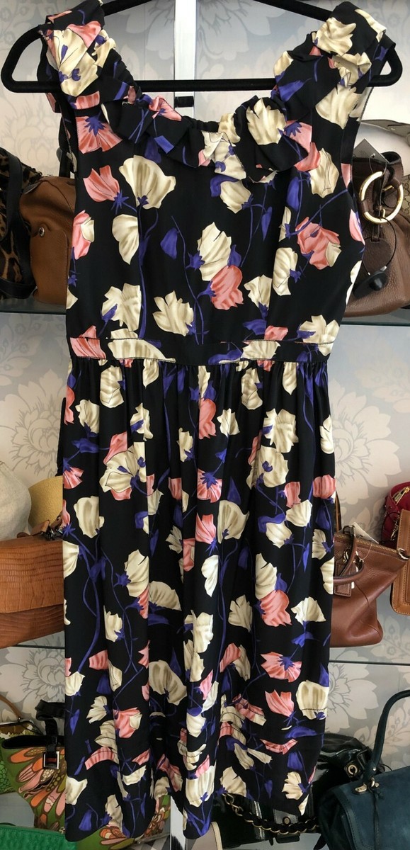 floral ruffle asymmetric silk dress PYVET Asymmetric floral ruffle short sleeve silk dress