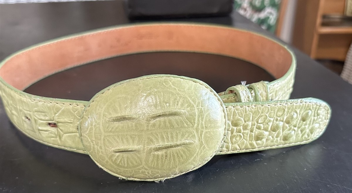 Vintage Belt Rodeo Rider Reptile Snake Green 34 Made in 