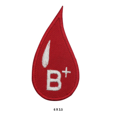 B Positive Blutstropfen Bügelbild Patch Aufnäher Abzeichen bestickt Stoff Patch