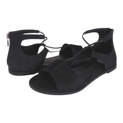 Eileen Fisher Rose Black Nubuck Suede Gladiator Sandals 