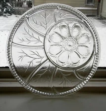 VTG Indiana Glass Pebble Leaf Tree of Life Deviled Egg Relish Combo Serving Tray