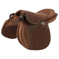 Pony Jumping Leather Saddle with Handle Guy Cantin - Tan Brown