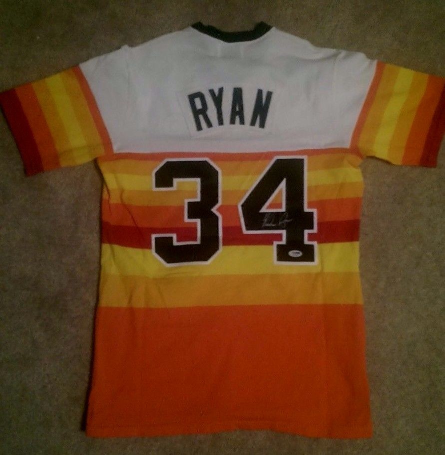 NOLAN RYAN autographed Original SANDKNIT Rainbow jersey HOUSTON ASTROS PSA DNA