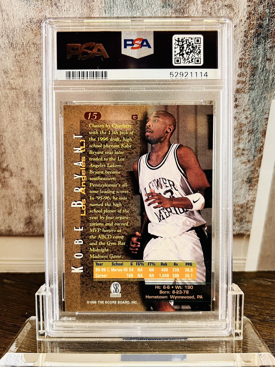 ⭐️ KOBE BRYANT 1996 SCORE BOARD BK #15 PSA 8 NM/MT GRADED