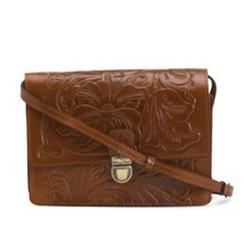 PATRICIA NASH LOCRI TOOLED LEATHER CROSSBODY PURSE NWT FLORENCE BROWN BAG