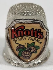Knotts Berry Farm Pewter Souvenir Thimble by Fort w/ Shield