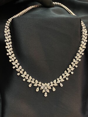 Collier En Diamants 27,76 Carats - Or Blanc 18K - Formes Marquise, Poire Et Ronde - Jisha