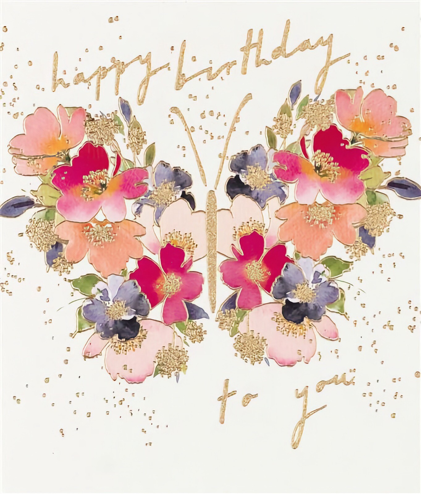 Happy Birthday Card Floral Flowers Butterfly Female Mum Nan Sister Daughter