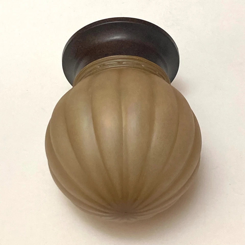 Lámpara de techo de montaje empotrado acanalada ámbar perla vidrio BRONCE estilo decorativo Foto 4 de 4