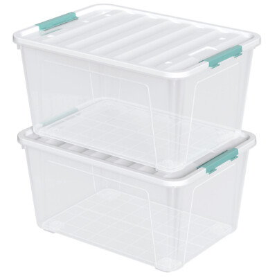 Ewingger 2 Pack 85 Qt Large Storage Bins with Wheels, Plastic Lidded Storage Box