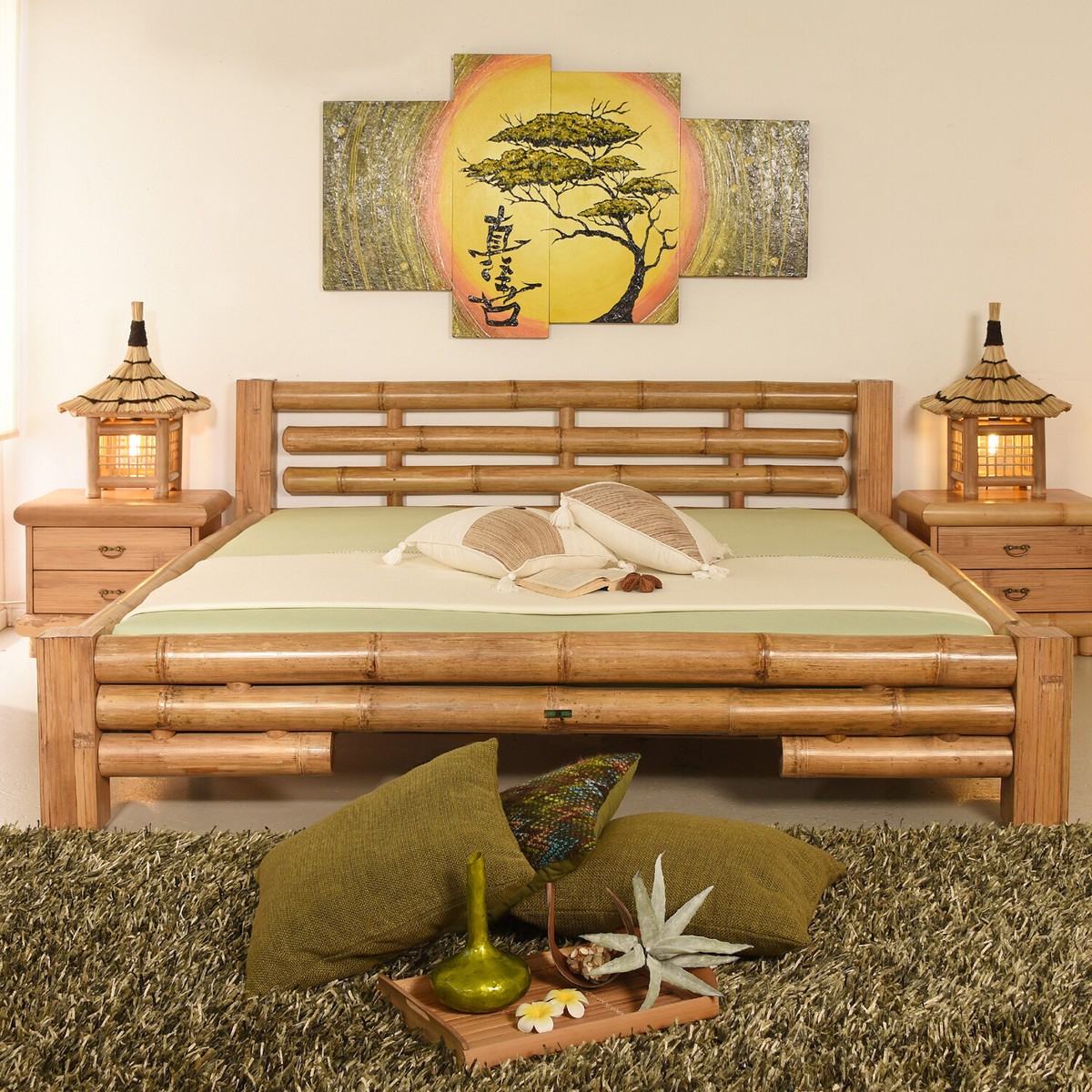 Bambusbett 200x220 Koh Tao Natur Bettrahmen berlnge Doppelbett Holz Bett  Luxus | eBay.de