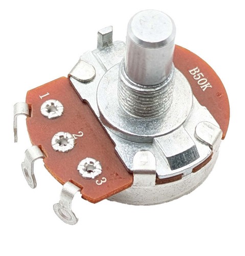 8 Pack 50K Ohms Potentiometer, 1/2W, Panel Mount, Single Turn, Round Shaft - Picture 2 of 5