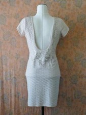 Free People~Anthropologie~Beaded Textured Knit Sexy Back Fit Cocktail Dress~M/L