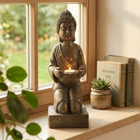 INtrenDU Buddha Figur Mit Teelichthalter 39 Cm Polyresin Bronze
